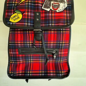 NWOT Disney Cruella DeVille Red Black Plaid Backpack